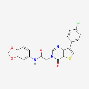 molecular formula C21H14ClN3O4S B2702305 N-(1,3-benzodioxol-5-yl)-2-[7-(4-chlorophenyl)-4-oxothieno[3,2-d]pyrimidin-3(4H)-yl]acetamide CAS No. 1105242-15-6