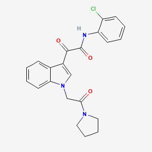 molecular formula C22H20ClN3O3 B2702309 N-(2-氯苯基)-2-氧代-2-[1-(2-氧代-2-吡咯啶-1-基乙基)吲哚-3-基]乙酰胺 CAS No. 872849-36-0