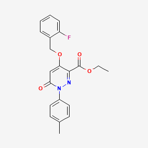 molecular formula C21H19FN2O4 B2702310 Ethyl 4-[(2-fluorophenyl)methoxy]-1-(4-methylphenyl)-6-oxopyridazine-3-carboxylate CAS No. 886952-22-3