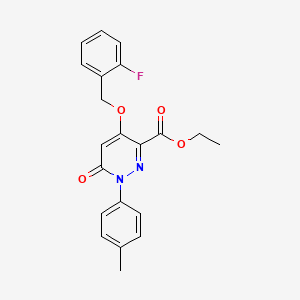 molecular formula C21H19FN2O4 B2702310 乙酸4-[(2-氟苯基)甲氧基]-1-(4-甲基苯基)-6-氧代吡啶并[3,2-d]嘧啶-3-甲酸酯 CAS No. 886952-22-3