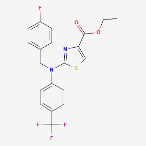 molecular formula C20H16F4N2O2S B2702314 Ethyl 2-[(4-fluorobenzyl)-4-(trifluoromethyl)anilino]-1,3-thiazole-4-carboxylate CAS No. 860783-96-6