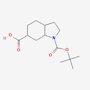 molecular formula C14H23NO4 B2702316 1-[(2-甲基丙酮-2-基)氧羰基]-2,3,3a,4,5,6,7,7a-八氢吲哚-6-甲酸 CAS No. 1781980-47-9