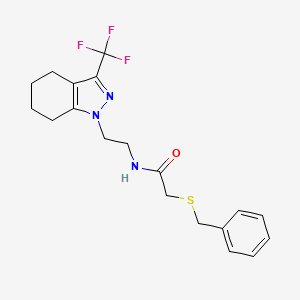 2-(benzylthio)-N-(2-(3-(trifluoromethyl)-4,5,6,7-tetrahydro-1H-indazol-1-yl)ethyl)acetamide
