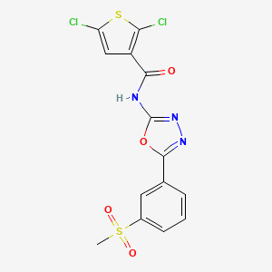 molecular formula C14H9Cl2N3O4S2 B2702337 2,5-dichloro-N-(5-(3-(methylsulfonyl)phenyl)-1,3,4-oxadiazol-2-yl)thiophene-3-carboxamide CAS No. 886930-21-8