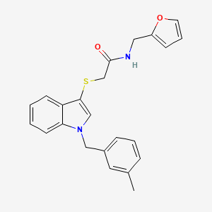 molecular formula C23H22N2O2S B2702356 N-(furan-2-ylmethyl)-2-((1-(3-methylbenzyl)-1H-indol-3-yl)thio)acetamide CAS No. 681275-97-8