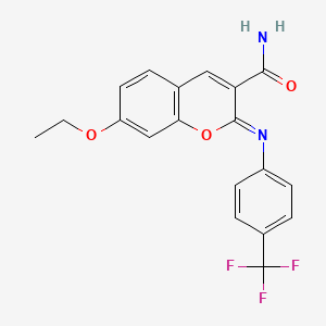 (2Z)-7-ethoxy-2-{[4-(trifluoromethyl)phenyl]imino}-2H-chromene-3-carboxamide