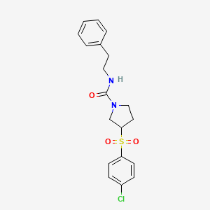 molecular formula C19H21ClN2O3S B2702367 3-((4-chlorophenyl)sulfonyl)-N-phenethylpyrrolidine-1-carboxamide CAS No. 1448062-99-4