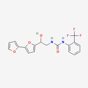 molecular formula C18H15F3N2O4 B2702372 3-(2-{[2,2'-Bifuran]-5-yl}-2-hydroxyethyl)-1-[2-(trifluoromethyl)phenyl]urea CAS No. 2320928-35-4
