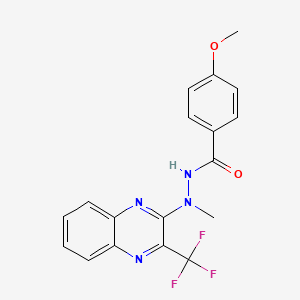 molecular formula C18H15F3N4O2 B2702378 4-甲氧基-N'-甲基-N'-[3-(三氟甲基)-2-喹喔啉基]苯甲酰肼 CAS No. 343372-48-5