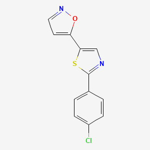 molecular formula C12H7ClN2OS B2702384 5-[2-(4-Chlorophenyl)-1,3-thiazol-5-yl]-1,2-oxazole CAS No. 339279-48-0