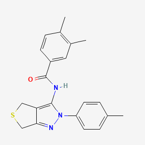 molecular formula C21H21N3OS B2702386 3,4-dimethyl-N-(2-(p-tolyl)-4,6-dihydro-2H-thieno[3,4-c]pyrazol-3-yl)benzamide CAS No. 361172-15-8