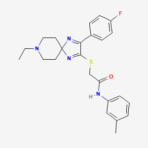 2-((8-ethyl-3-(4-fluorophenyl)-1,4,8-triazaspiro[4.5]deca-1,3-dien-2-yl)thio)-N-(m-tolyl)acetamide