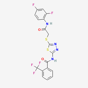 N-(5-((2-((2,4-difluorophenyl)amino)-2-oxoethyl)thio)-1,3,4-thiadiazol-2-yl)-2-(trifluoromethyl)benzamide
