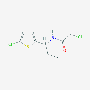 molecular formula C9H11Cl2NOS B2702401 2-Chloro-N-[1-(5-chlorothiophen-2-yl)propyl]acetamide CAS No. 2411254-99-2