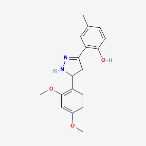 molecular formula C18H20N2O3 B2702408 2-(5-(2,4-dimethoxyphenyl)-4,5-dihydro-1H-pyrazol-3-yl)-4-methylphenol CAS No. 879923-13-4