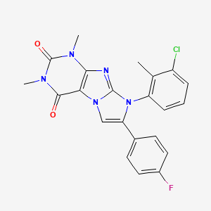 molecular formula C22H17ClFN5O2 B2702413 8-(3-chloro-2-methylphenyl)-7-(4-fluorophenyl)-1,3-dimethyl-1H-imidazo[2,1-f]purine-2,4(3H,8H)-dione CAS No. 922473-22-1