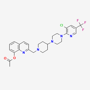 molecular formula C27H29ClF3N5O2 B2702414 2-[(4-{4-[3-Chloro-5-(trifluoromethyl)pyridin-2-yl]piperazin-1-yl}piperidin-1-yl)methyl]quinolin-8-yl acetate CAS No. 2097938-17-3