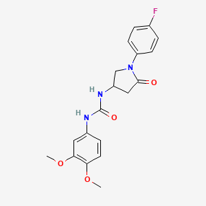 molecular formula C19H20FN3O4 B2702416 1-(3,4-Dimethoxyphenyl)-3-[1-(4-fluorophenyl)-5-oxopyrrolidin-3-yl]urea CAS No. 894017-34-6