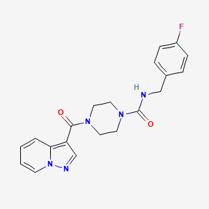 molecular formula C20H20FN5O2 B2702426 N-(4-fluorobenzyl)-4-(pyrazolo[1,5-a]pyridine-3-carbonyl)piperazine-1-carboxamide CAS No. 1396766-37-2