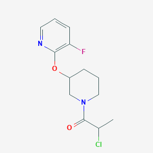 molecular formula C13H16ClFN2O2 B2702434 2-Chloro-1-[3-(3-fluoropyridin-2-yl)oxypiperidin-1-yl]propan-1-one CAS No. 2411264-45-2