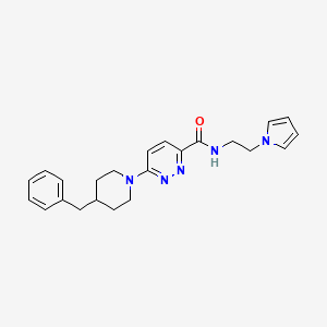 molecular formula C23H27N5O B2702435 N-(2-(1H-pyrrol-1-yl)ethyl)-6-(4-benzylpiperidin-1-yl)pyridazine-3-carboxamide CAS No. 1396785-71-9