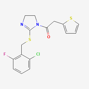 1-[2-[(2-Chloro-6-fluorophenyl)methylsulfanyl]-4,5-dihydroimidazol-1-yl]-2-thiophen-2-ylethanone