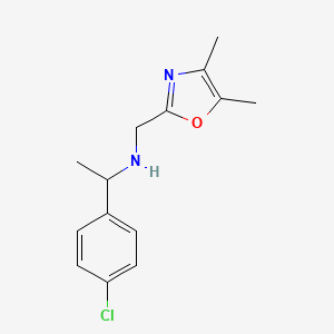 molecular formula C14H17ClN2O B2702460 [1-(4-Chlorophenyl)ethyl][(dimethyl-1,3-oxazol-2-yl)methyl]amine CAS No. 1275714-85-6