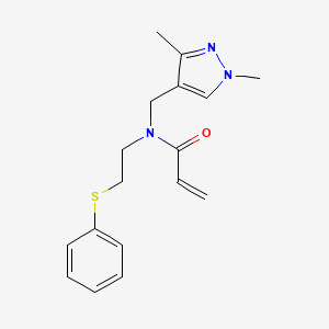 molecular formula C17H21N3OS B2702462 N-[(1,3-Dimethylpyrazol-4-yl)methyl]-N-(2-phenylsulfanylethyl)prop-2-enamide CAS No. 2411279-46-2