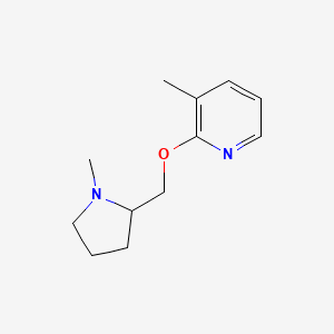 molecular formula C12H18N2O B2702473 3-Methyl-2-[(1-methylpyrrolidin-2-yl)methoxy]pyridine CAS No. 2198301-27-6