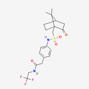 2-(4-((7,7-dimethyl-2-oxobicyclo[2.2.1]heptan-1-yl)methylsulfonamido)phenyl)-N-(2,2,2-trifluoroethyl)acetamide