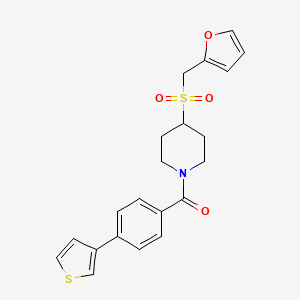 molecular formula C21H21NO4S2 B2702481 (4-((Furan-2-ylmethyl)sulfonyl)piperidin-1-yl)(4-(thiophen-3-yl)phenyl)methanone CAS No. 1448063-98-6