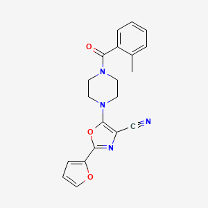 molecular formula C20H18N4O3 B2702493 2-(Furan-2-yl)-5-(4-(2-methylbenzoyl)piperazin-1-yl)oxazole-4-carbonitrile CAS No. 946309-05-3