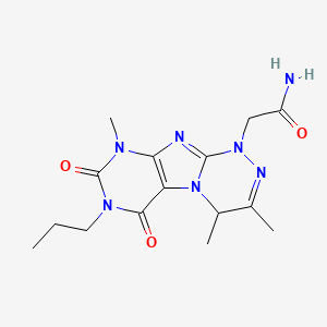 molecular formula C15H21N7O3 B2702495 2-(3,4,9-trimethyl-6,8-dioxo-7-propyl-5,7,9-trihydro-4H-1,2,4-triazino[4,3-h]p urinyl)acetamide CAS No. 923397-40-4