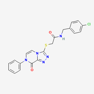 molecular formula C20H16ClN5O2S B2702496 N-(4-chlorobenzyl)-2-((8-oxo-7-phenyl-7,8-dihydro-[1,2,4]triazolo[4,3-a]pyrazin-3-yl)thio)acetamide CAS No. 1243086-07-8