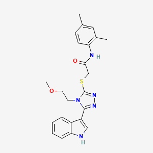 molecular formula C23H25N5O2S B2702512 2-((5-(1H-吲哚-3-基)-4-(2-甲氧基乙基)-4H-1,2,4-三唑-3-基)硫)-N-(2,4-二甲基苯基)乙酰胺 CAS No. 852144-61-7