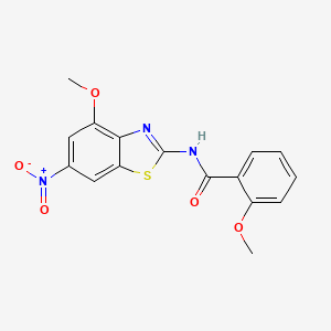 molecular formula C16H13N3O5S B2702518 2-甲氧基-N-(4-甲氧基-6-硝基-1,3-苯并噻唑-2-基)苯甲酰胺 CAS No. 391222-47-2