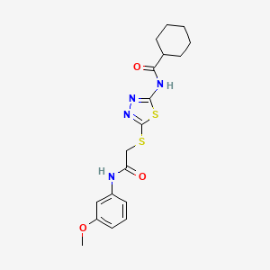 molecular formula C18H22N4O3S2 B2702525 N-[5-[2-(3-methoxyanilino)-2-oxoethyl]sulfanyl-1,3,4-thiadiazol-2-yl]cyclohexanecarboxamide CAS No. 868972-82-1