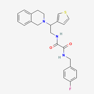 molecular formula C24H24FN3O2S B2702557 N1-(2-(3,4-dihydroisoquinolin-2(1H)-yl)-2-(thiophen-3-yl)ethyl)-N2-(4-fluorobenzyl)oxalamide CAS No. 954644-31-6