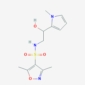 molecular formula C12H17N3O4S B2702561 N-(2-hydroxy-2-(1-methyl-1H-pyrrol-2-yl)ethyl)-3,5-dimethylisoxazole-4-sulfonamide CAS No. 1396709-69-5