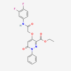 molecular formula C21H17F2N3O5 B2702564 Ethyl 4-(2-((3,4-difluorophenyl)amino)-2-oxoethoxy)-6-oxo-1-phenyl-1,6-dihydropyridazine-3-carboxylate CAS No. 899943-67-0