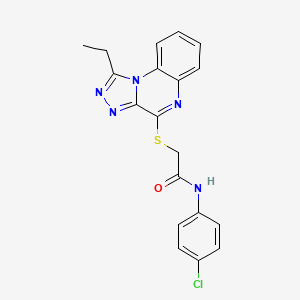 molecular formula C19H16ClN5OS B2702595 N-(4-chlorophenyl)-2-[(1-ethyl[1,2,4]triazolo[4,3-a]quinoxalin-4-yl)thio]acetamide CAS No. 1359476-37-1