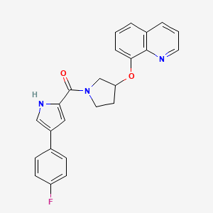 molecular formula C24H20FN3O2 B2702597 (4-(4-氟苯基)-1H-吡咯-2-基)(3-(喹啉-8-基氧基)吡咯-1-基)甲酮 CAS No. 2034242-13-0