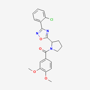 molecular formula C21H20ClN3O4 B2702603 3-(2-Chlorophenyl)-5-[1-(3,4-dimethoxybenzoyl)pyrrolidin-2-yl]-1,2,4-oxadiazole CAS No. 1798633-61-0