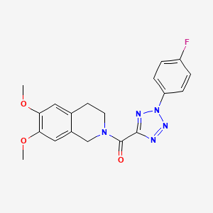 molecular formula C19H18FN5O3 B2702604 (6,7-二甲氧基-3,4-二氢异喹啉-2(1H)-基)(2-(4-氟苯基)-2H-噻唑-5-基)甲酮 CAS No. 1396791-86-8