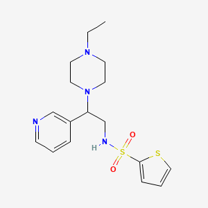 molecular formula C17H24N4O2S2 B2702605 N-(2-(4-ethylpiperazin-1-yl)-2-(pyridin-3-yl)ethyl)thiophene-2-sulfonamide CAS No. 863558-54-7