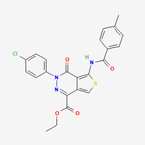 molecular formula C23H18ClN3O4S B2702609 Ethyl 3-(4-chlorophenyl)-5-(4-methylbenzamido)-4-oxo-3,4-dihydrothieno[3,4-d]pyridazine-1-carboxylate CAS No. 851950-23-7