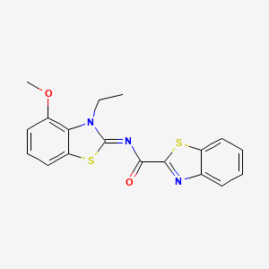 molecular formula C18H15N3O2S2 B2702610 (E)-N-(3-乙基-4-甲氧基苯并[d]噻唑-2(3H)-基亚胺)苯并[d]噻唑-2-甲酰胺 CAS No. 864925-33-7