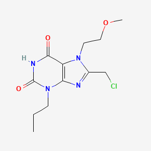 molecular formula C12H17ClN4O3 B2702611 8-(chloromethyl)-7-(2-methoxyethyl)-3-propyl-2,3,6,7-tetrahydro-1H-purine-2,6-dione CAS No. 853724-00-2