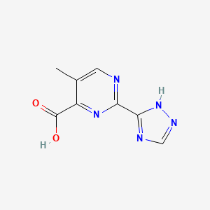 molecular formula C8H7N5O2 B2702618 5-Methyl-2-(4H-1,2,4-triazol-3-yl)pyrimidine-4-carboxylic acid CAS No. 1698117-99-5