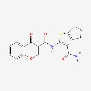 molecular formula C19H16N2O4S B2702626 N-[3-(甲基氨甲酰)-5,6-二氢-4H-环戊[b]噻吩-2-基]-4-氧代香豆素-3-羧酰胺 CAS No. 893097-54-6